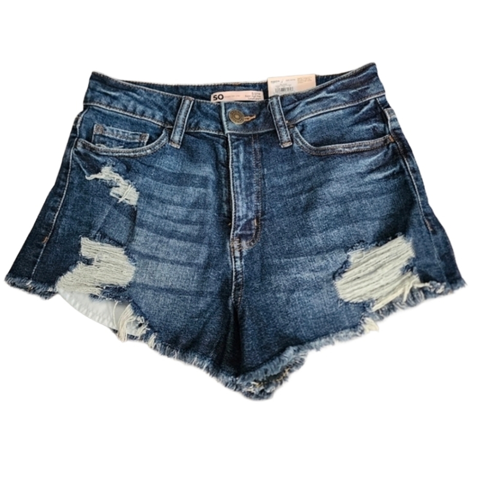 So jrs cuttoff super high rise jean denim shorts distressed sz 3 /26 5 /27 nwt